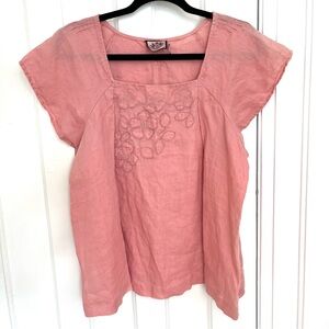 Juicy Couture Linen Rose Pink Short-Sleeve Blouse Size M - L